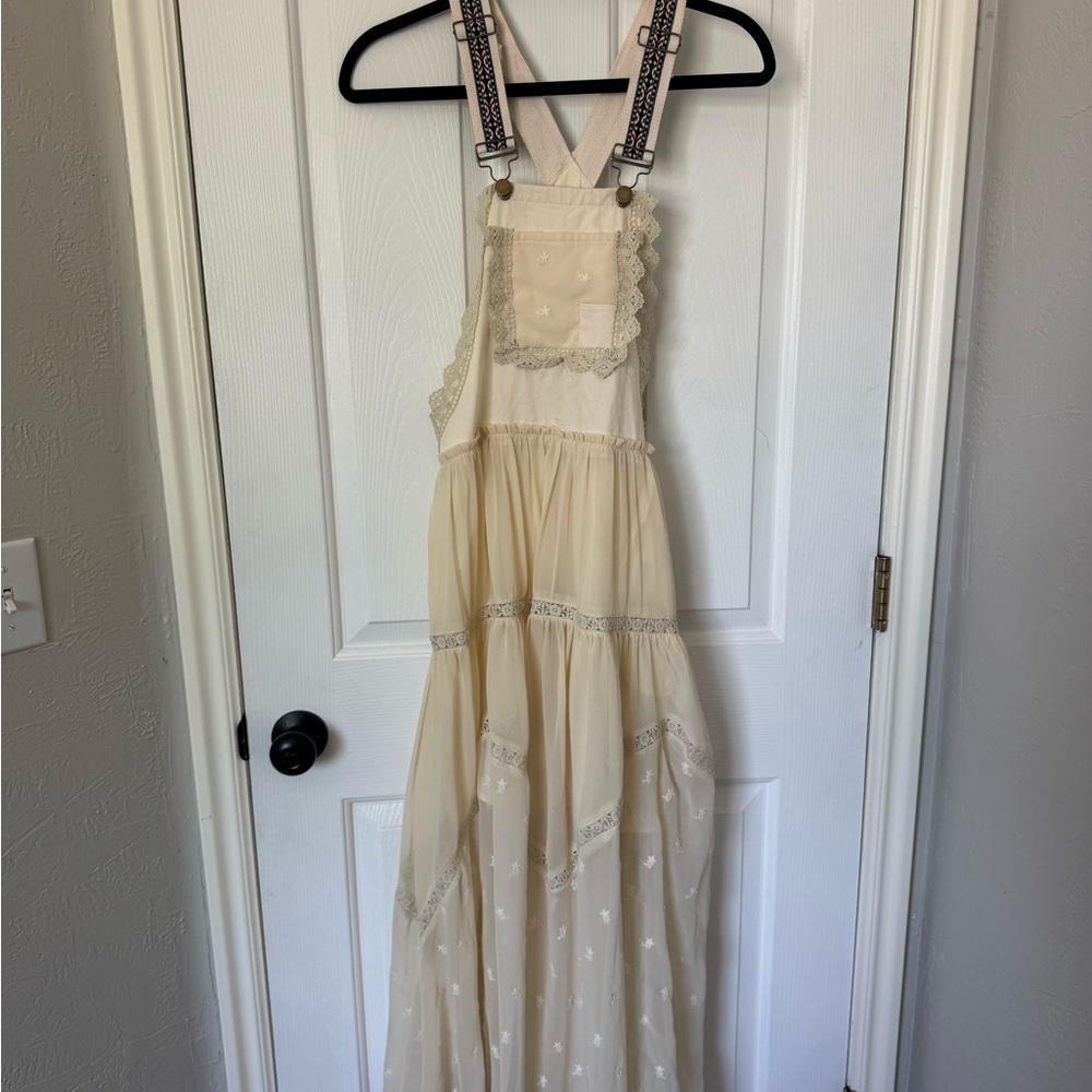Cream Lace Trim Maxi Dress